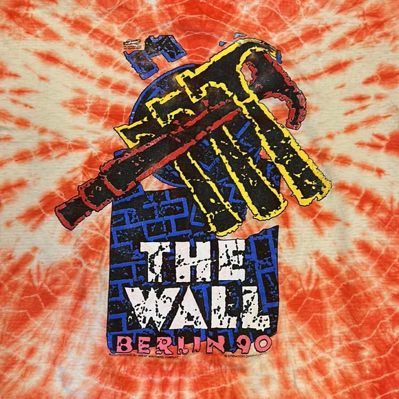 Pink Floyd Vintage The Wall Red/Orange Tie Dye Size XL - Picture 2 of 6